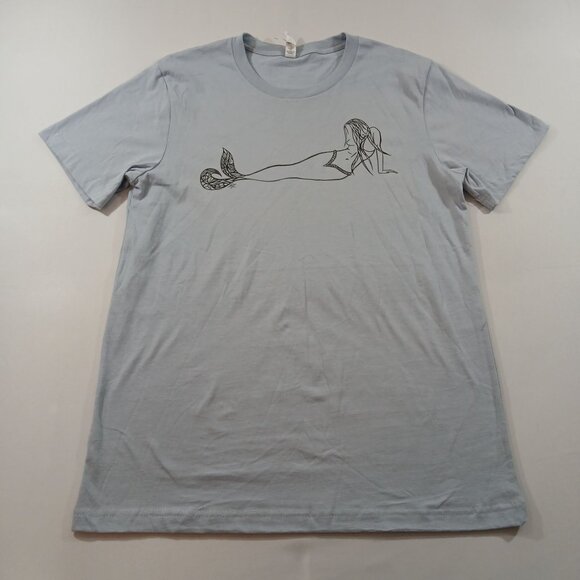 Bella+Canvas Light Blue T-Shirt With Artistic Mermaid Design size m - Picture 1 of 11